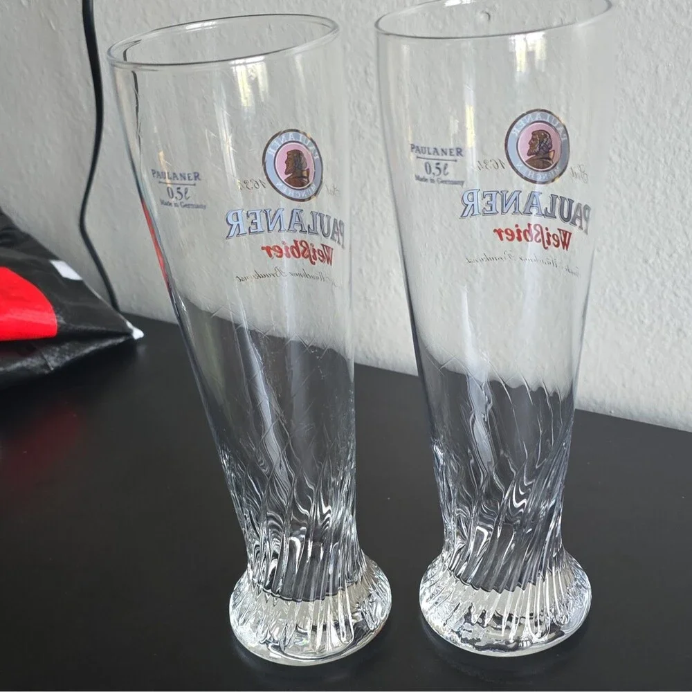 2-Paulaner Weißbier 0.5L Beer Glasses Tall German Weizen Pilsner Sahm Munich